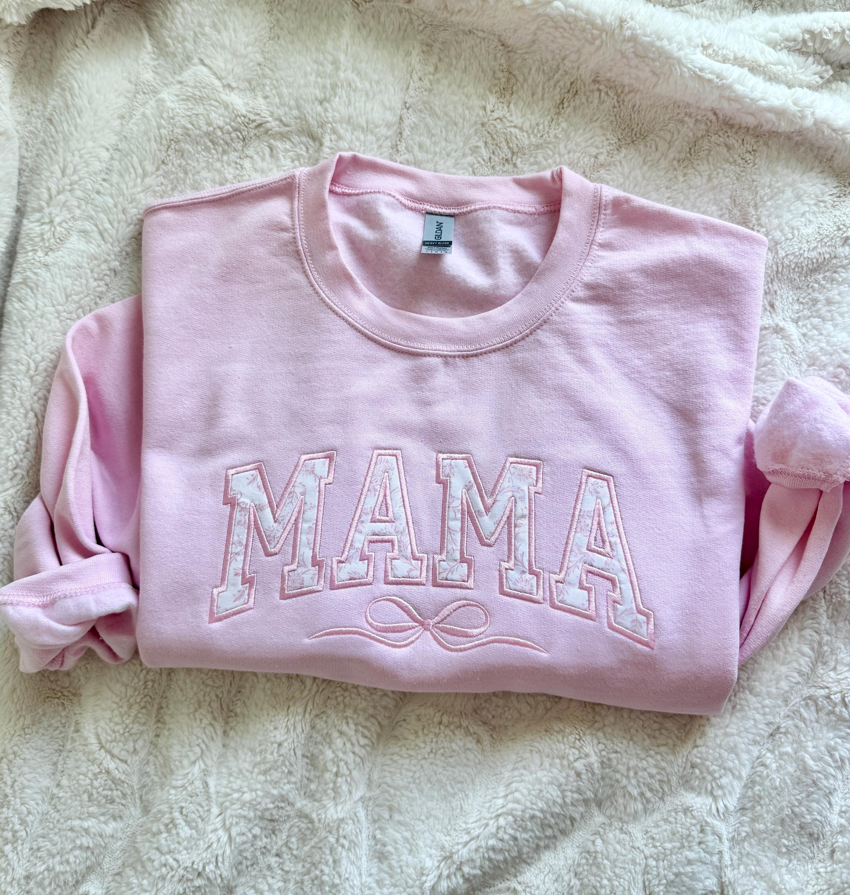 Mama appliqué bow Embroidered Sweatshirt gildan 18000