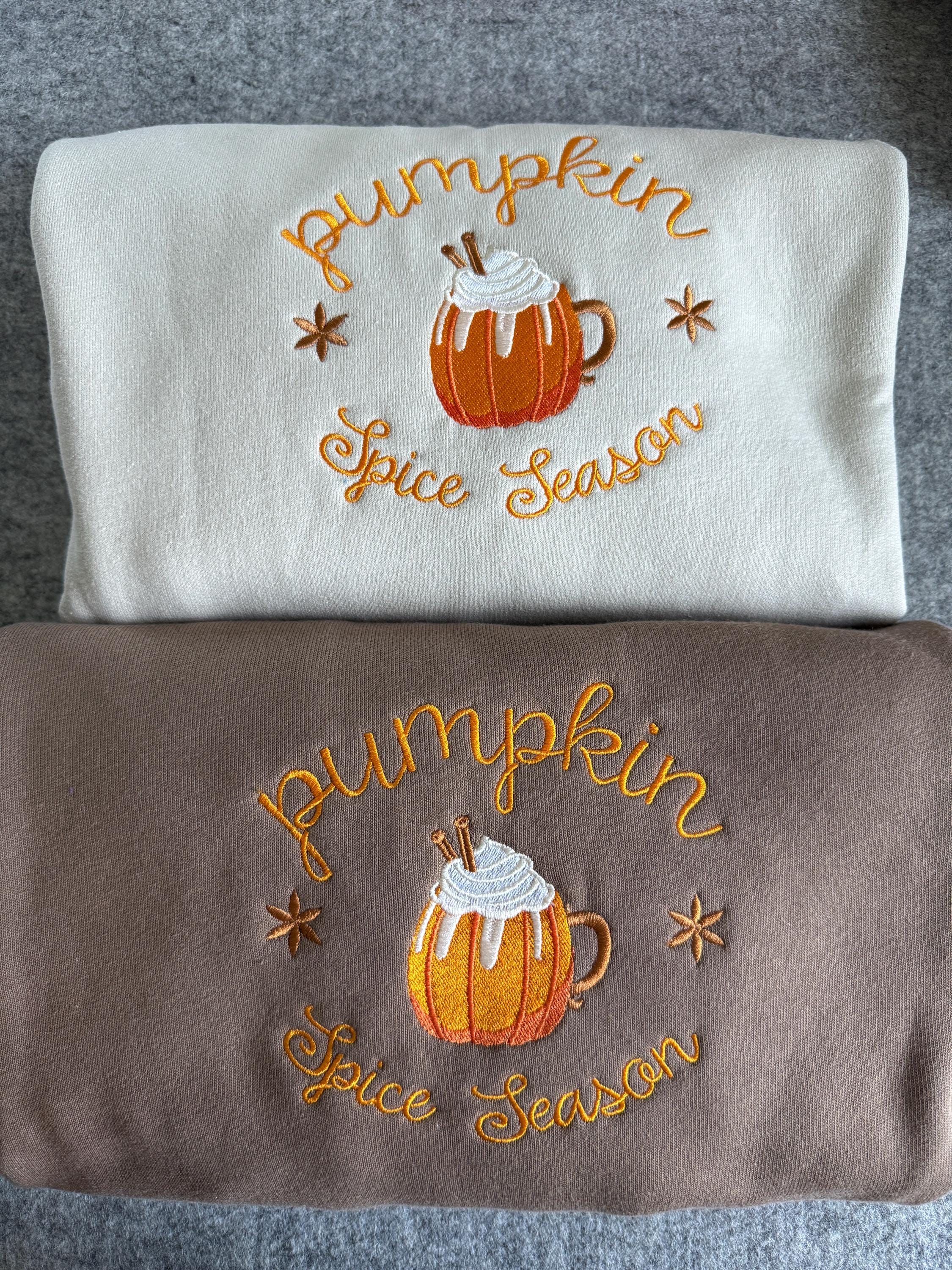 Pumpkin spice season fall Embroidered Sweatshirt gildan 18000