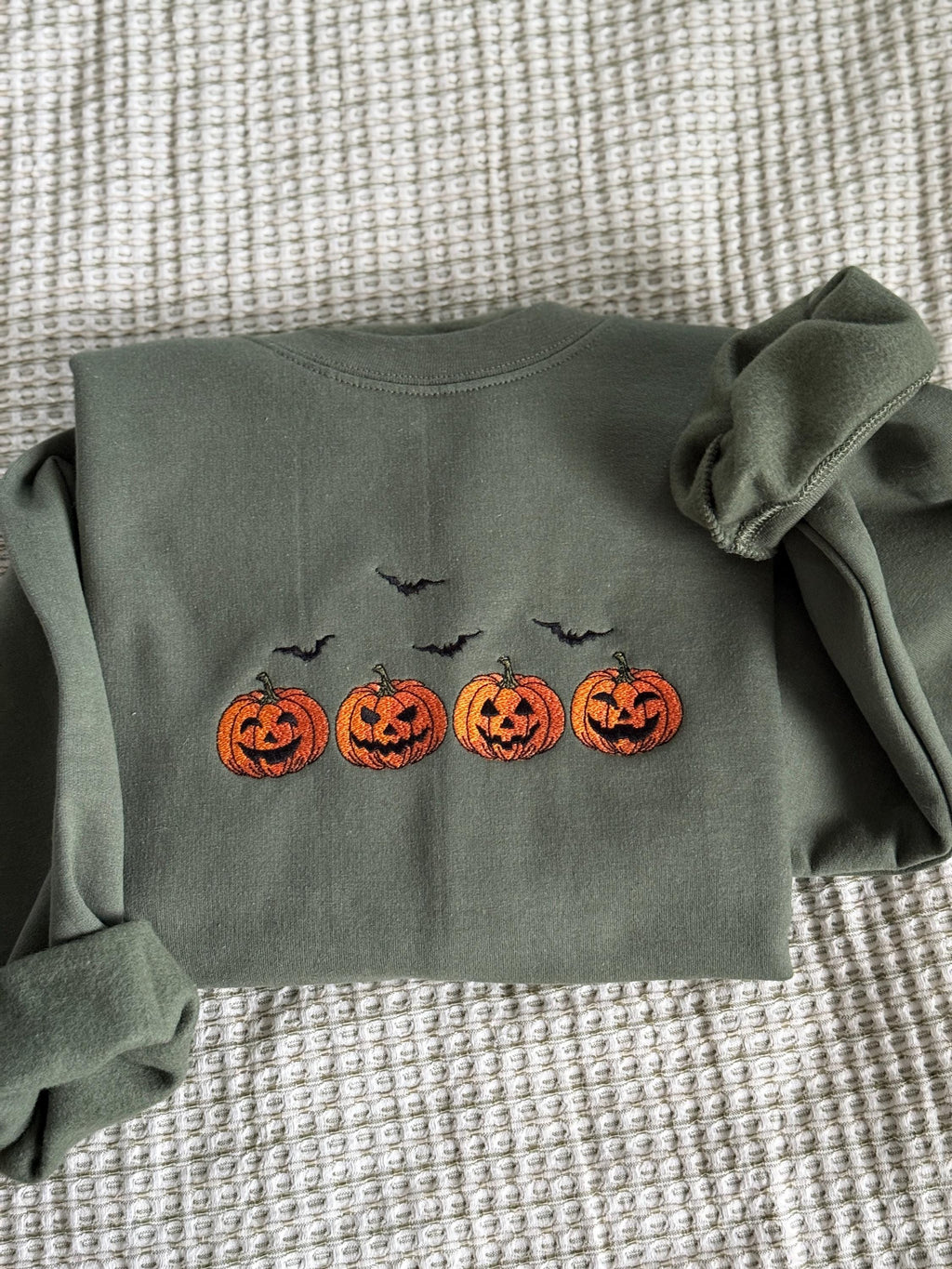 Pumpkin jack-o’-lantern Embroidered Sweatshirt gildan 18000 - fall sweatshirt - pumpkin